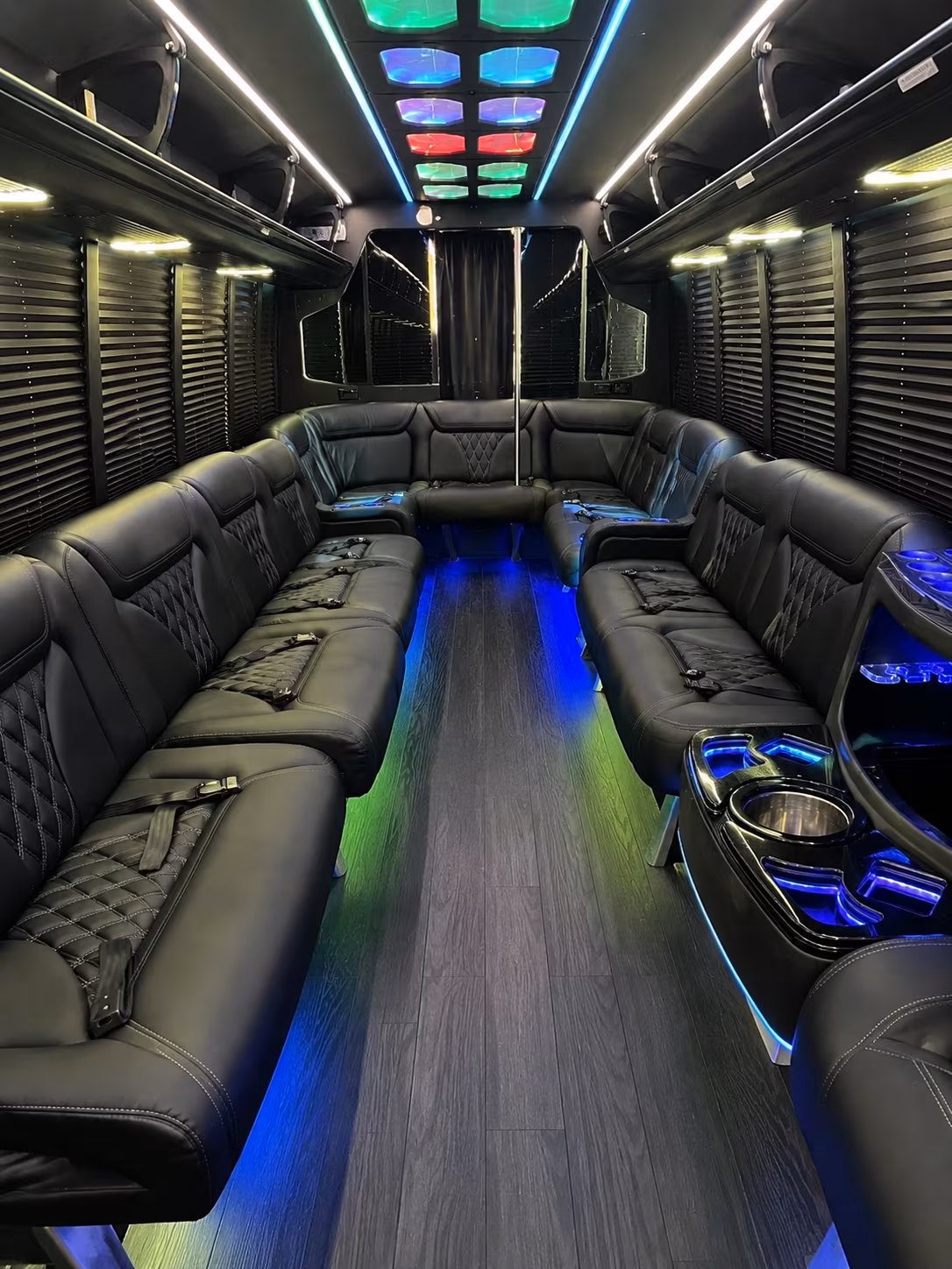 fayetteville 20 passenger party bus interior