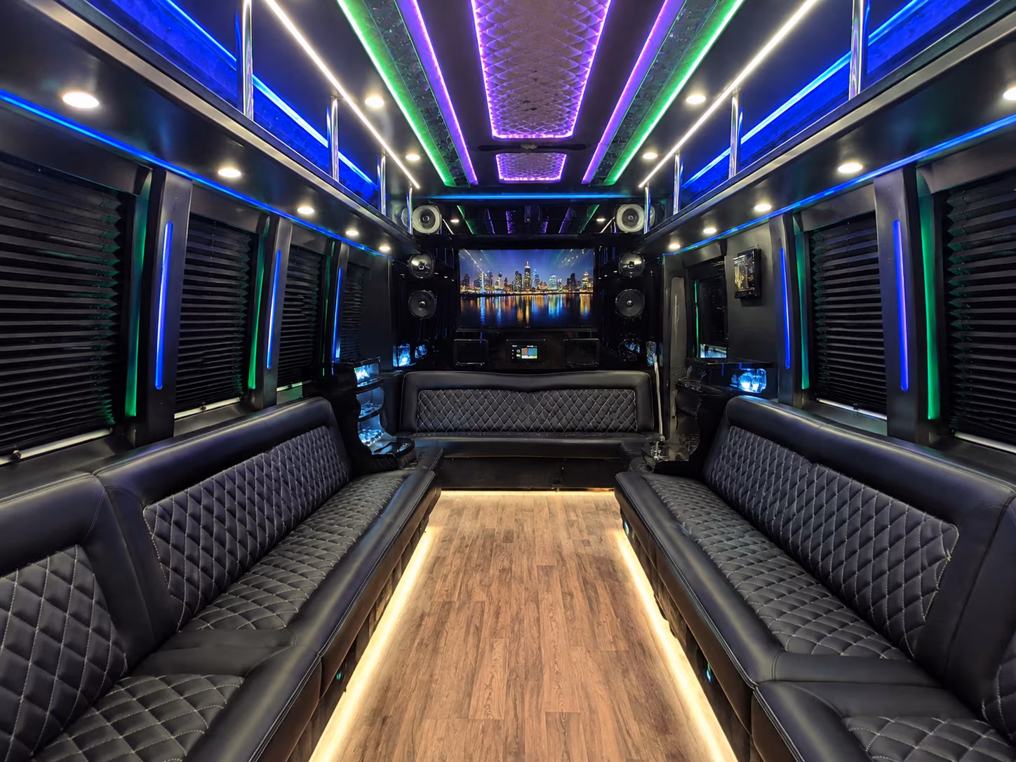 fayetteville 25 passenger party bus interior